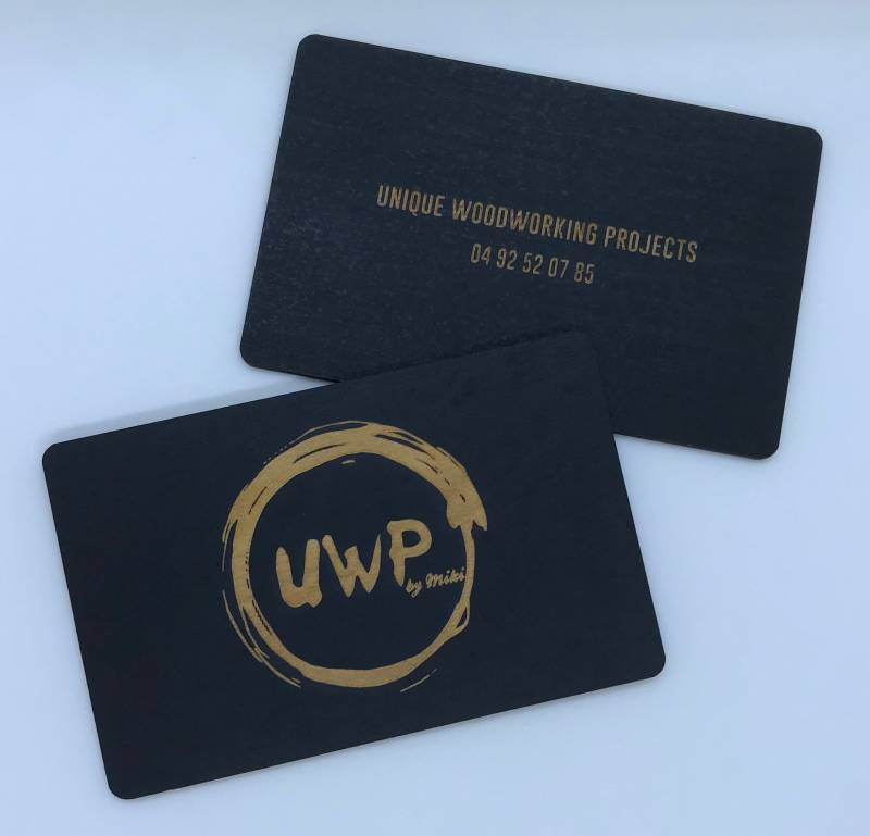 Carte Bois Noire mat avec gravure laser naturelle pour ébéniste à Lille 59