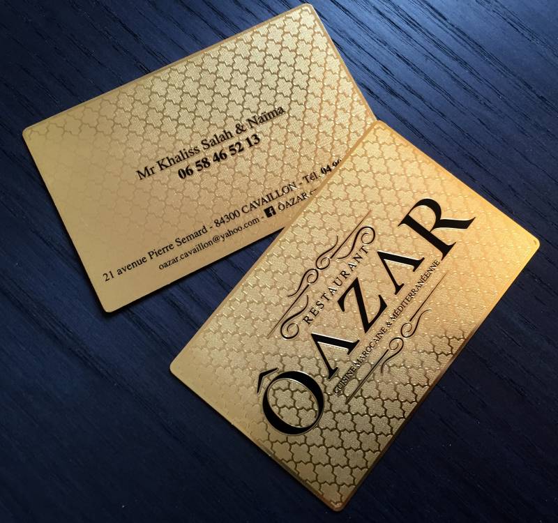 Carte Métal VIP or brillante originale pour restaurant oriental à Cavaillon 84