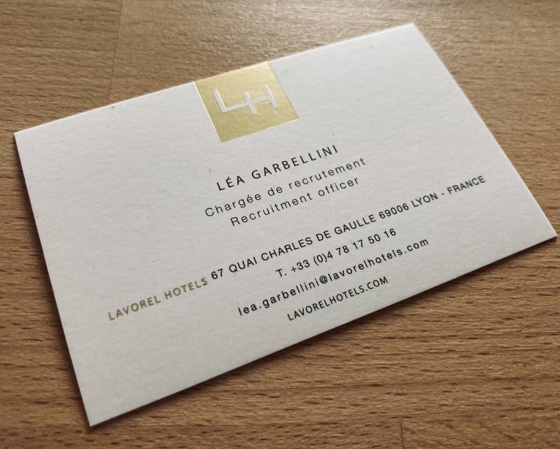 Carte de visite 300gr avec marquage a chaud or recto pour Hotel Restaurant a Limoges 87
