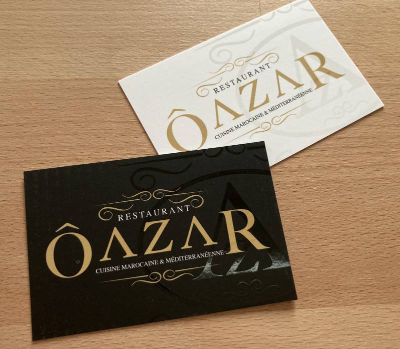 Carte de visite classique avec pelliculage mat et vernis sélectif pour restaurant oriental à Cavaillon 13