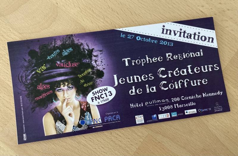 Carton d'invitation pour évènements internationaux de coiffure à Roubaix 59