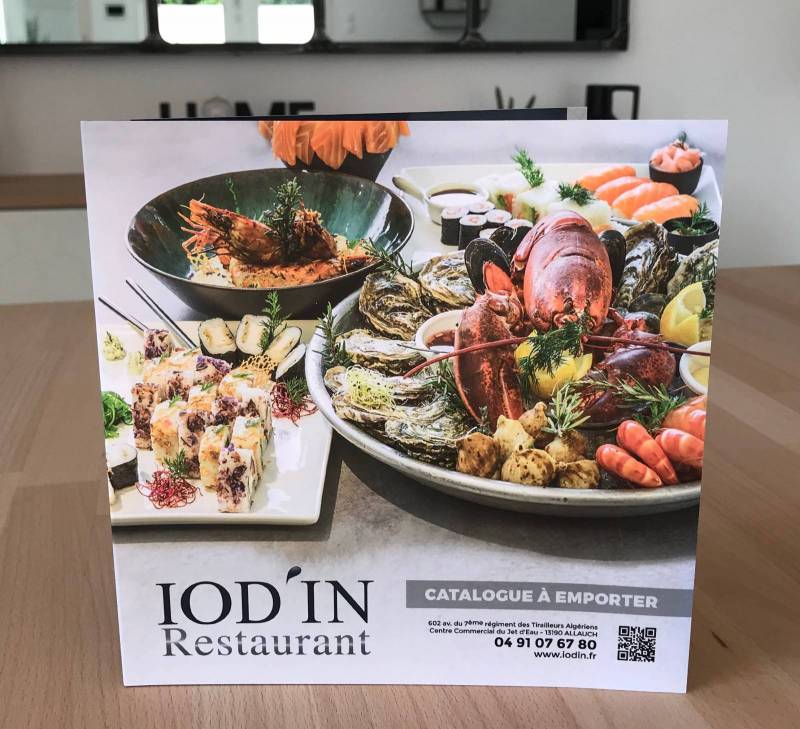 Dépliant 3 volets 350gr avec vernis sélectif pour Restaurant à Marseille 13