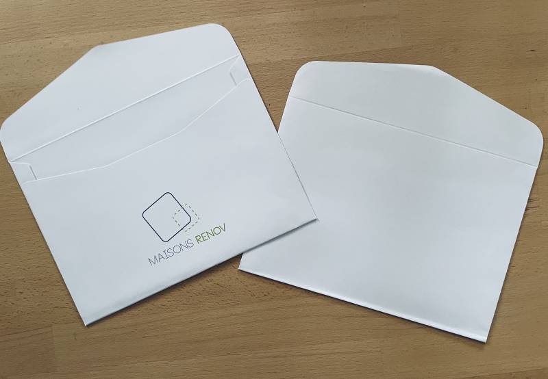 Enveloppe Blanche C5 100gr avec impression 2 couleurs pour société de rénovation immobilière à Versailles 78