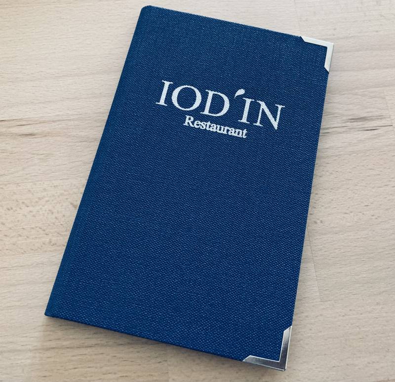 Porte addition en Toile Bleu avec insert pour restaurant de poissons à Rodez 12