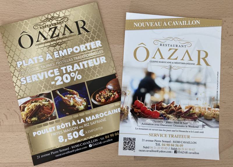 Prospectus A5 135gr brillant pour restaurant oriental à Avignon 84