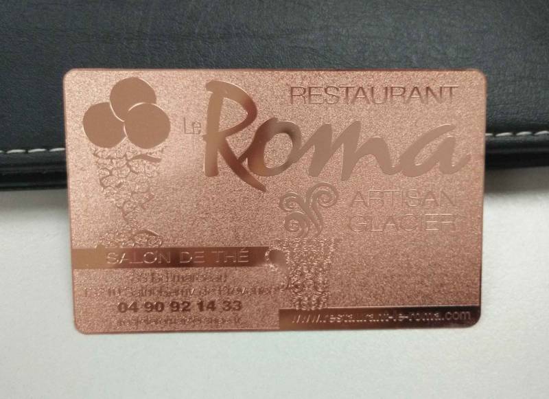 Carte en métal rose sablée, élégante pour Restaurant glacier haut de gamme à Saint Rémy de Provence 13