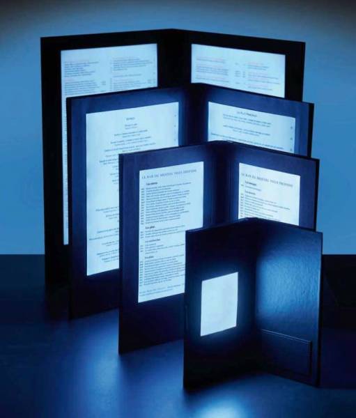 Différents format de menus LED personnalisés à batterie pour brasserie haut de gamme au Luxembourg