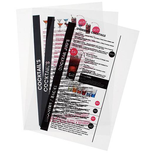 Feuilles pour Menu à LED personnalisées pour restaurant à Lille 59